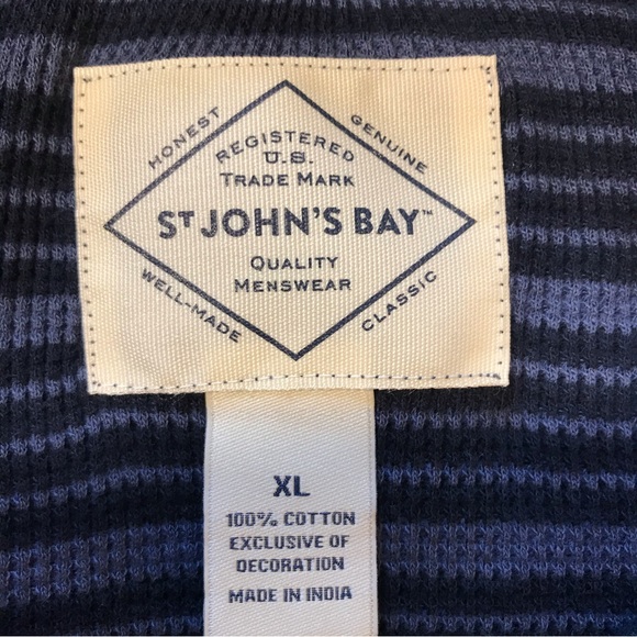 NWT St John’s Bay blue striped men’s long sleeve sweater Size XL - Picture 3 of 6